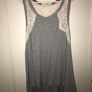 Casual Gray and Lace Tank